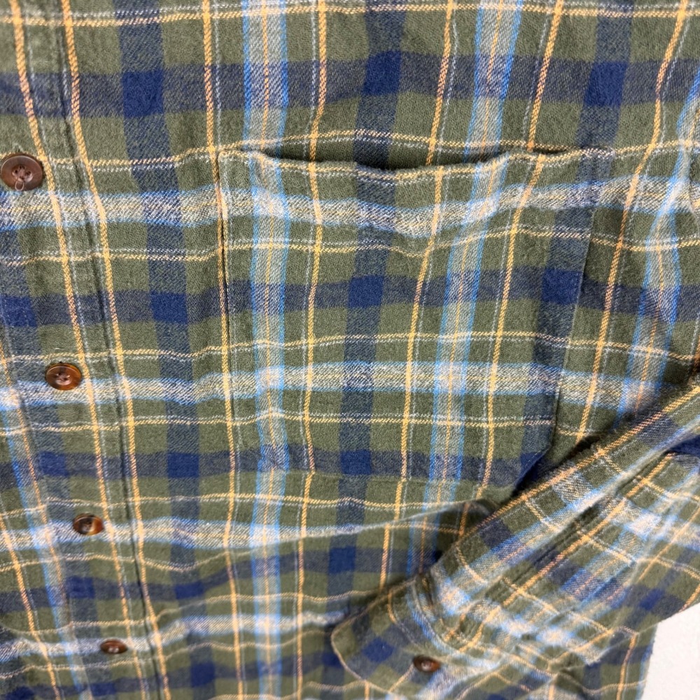 Vintage 90s LL Bean Northwoods Mens Large Green Plaid Flannel Shirt Made in USA - Picture 2 of 7